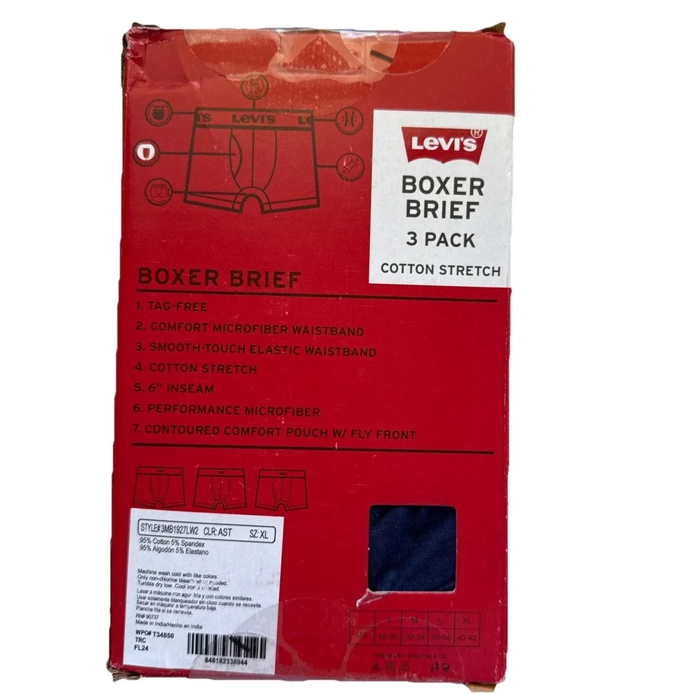 Levi's Boxer Brief Cotton 3 Pack Contour Pouch  XLarge‎ 40-42